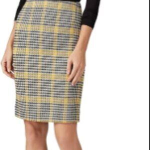 Diane Von Furstenberg Lenna Wool Skirt Yellow plaid, size M